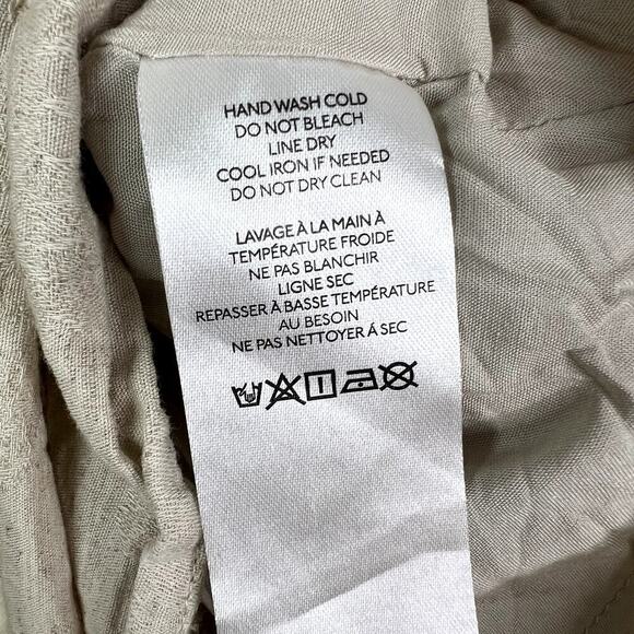 Anthropologie Flat White Linen Cotton Asymmetrical Mini Dress Beige Back Cut Out - Picture 8 of 10